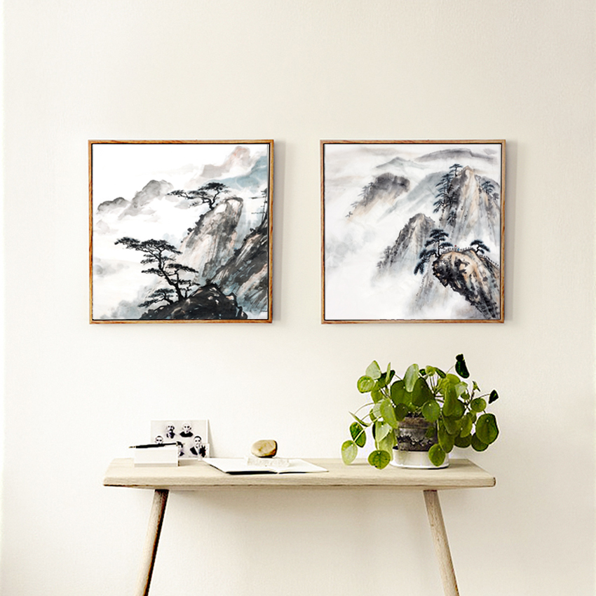 Vintage Chinese Landscape Paintings Ink Painting Style Canvas Art Print Home On Wall - 2