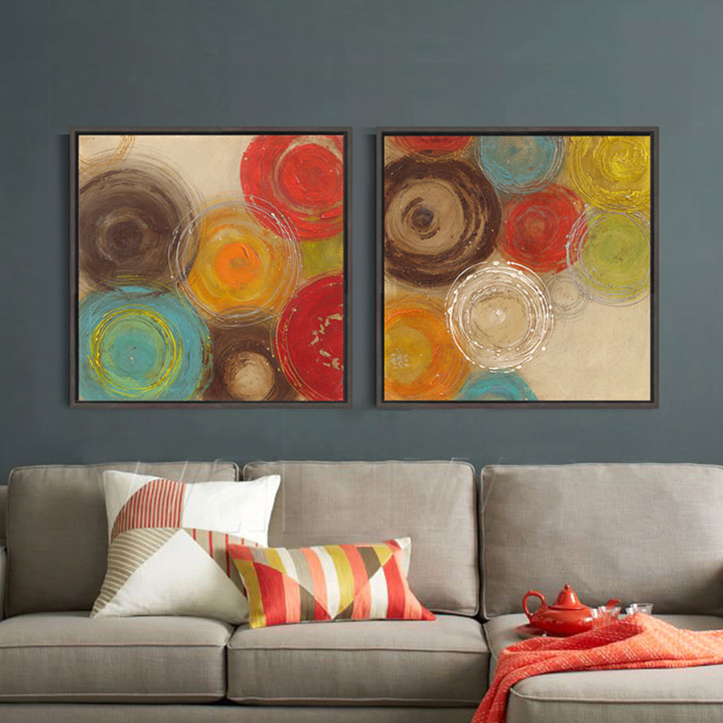 Modern Abstract Painting Colored Circles Decorative Artist Canvas Wall Art Home Poster Picture Print Living Room - 3