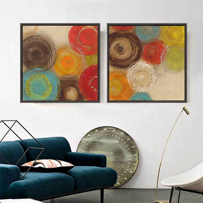 Modern Abstract Painting Colored Circles Decorative Artist Canvas Wall Art Home Poster Picture Print Living Room - 4