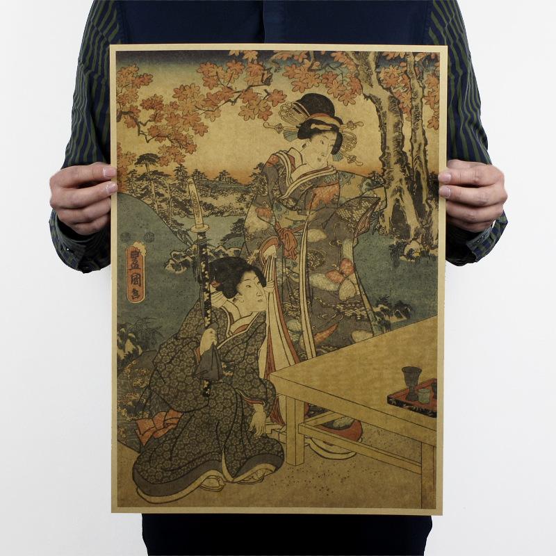 Vintage Style Paper Poster Retro Wall Stickers Japanese Ukiyo-e Home Pp-02 - 2