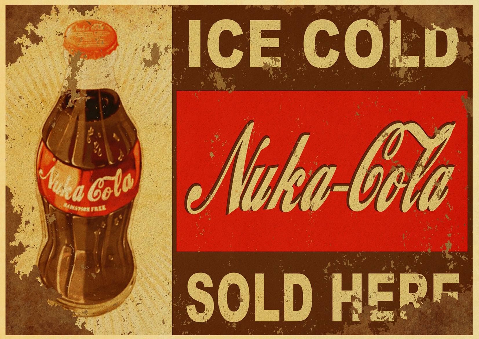 Nuka Cola Fallout 2345 Vintage Paper Poster Wall Painting Home 42x30 Cm 30x21 - 5