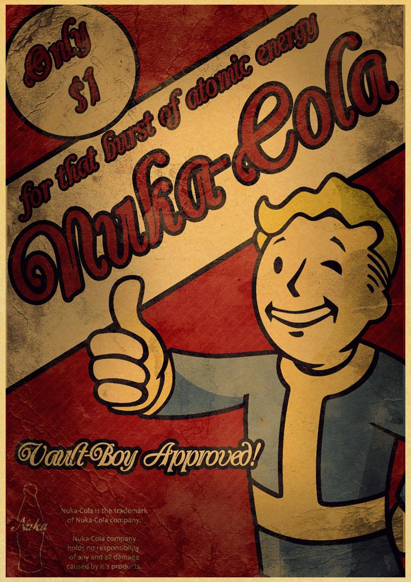 Retro Poster Fallout 34 Game Boys' Room Wall Kraft Paper Vintage Stickers - 3