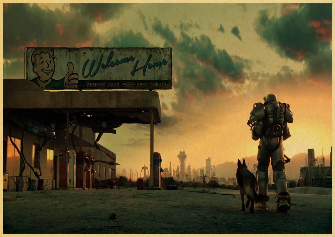 Retro Poster Fallout 34 Game Boys' Room Wall Kraft Paper Vintage Stickers - 6