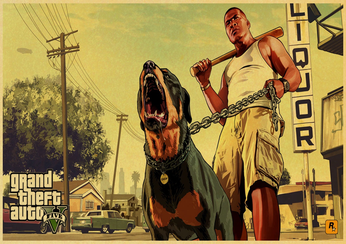 Pc Game Gta5 Grand Theft Auto V Vintage Paper Poster Wall Painting Home 42x30 Cm 30x21 - 4