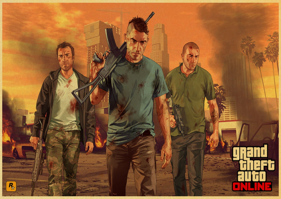 Pc Game Gta5 Grand Theft Auto V Vintage Paper Poster Wall Painting Home 42x30 Cm 30x21 - 5