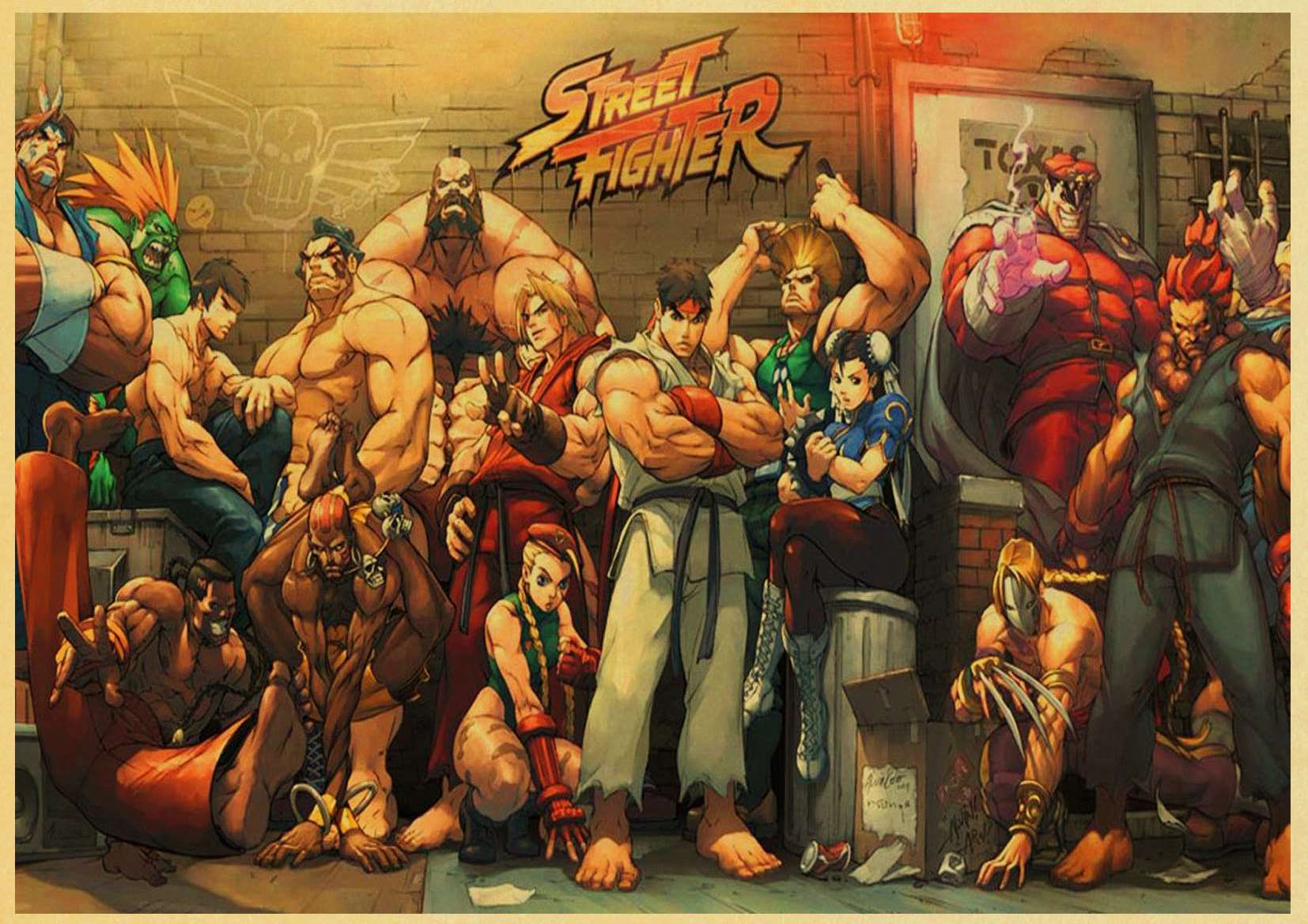 Japanese Fighting Game Street Fighter Ryu Ken Chun Li Vintage Paper Poster Wall Painting Home 42x30cm 30x21cm - 2
