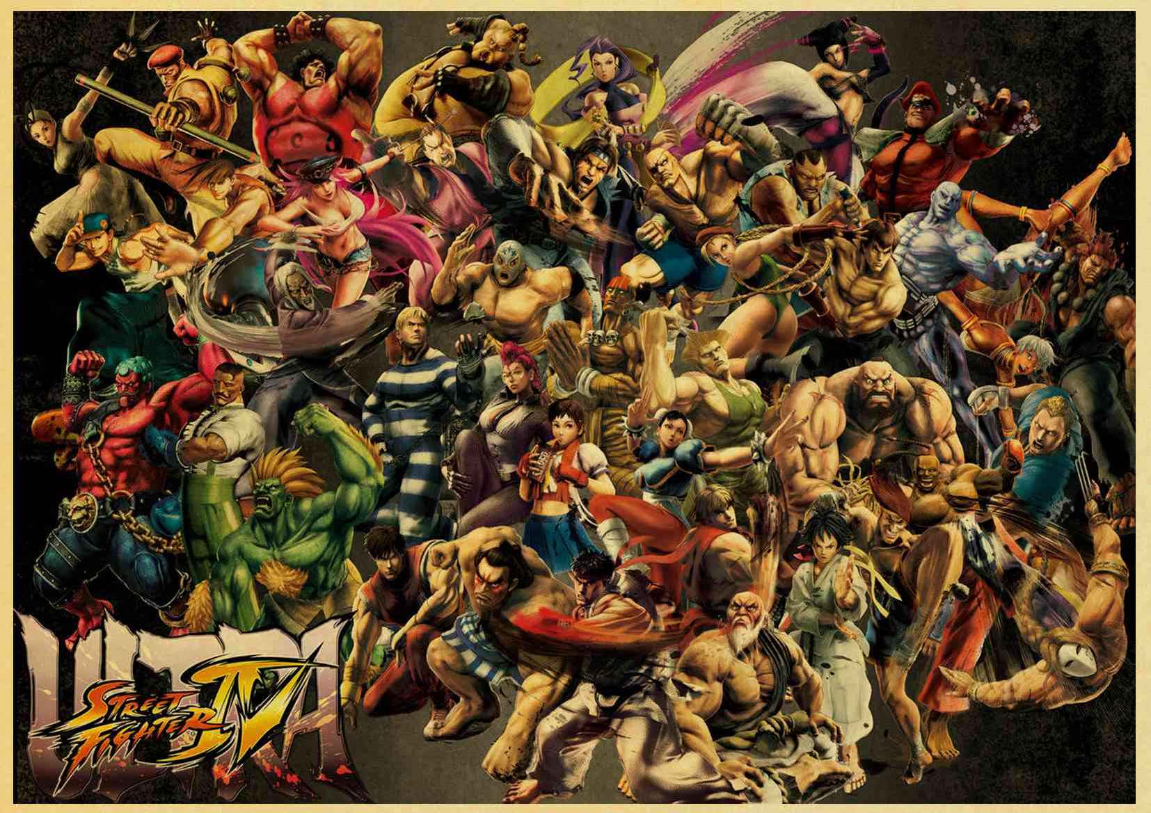 Japanese Fighting Game Street Fighter Ryu Ken Chun Li Vintage Paper Poster Wall Painting Home 42x30cm 30x21cm - 3