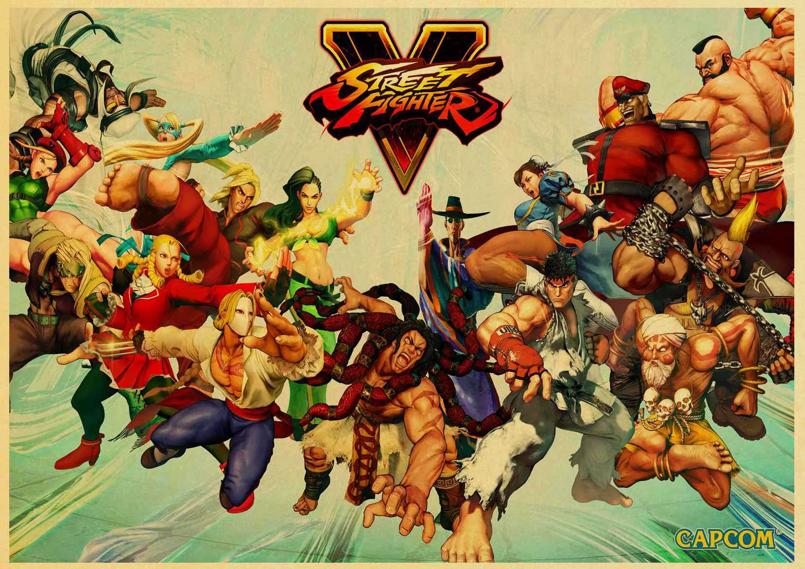 Japanese Fighting Game Street Fighter Ryu Ken Chun Li Vintage Paper Poster Wall Painting Home 42x30cm 30x21cm - 6