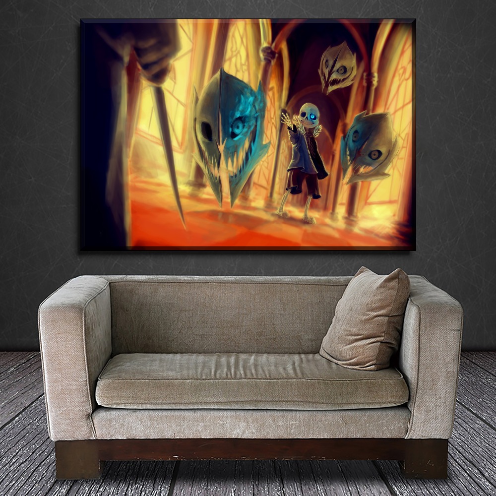 Canvas Wall Art Game Poster Framework Modern Hd Print Type 4 Piece Undertale Sans Modular Painting Living Room - 4