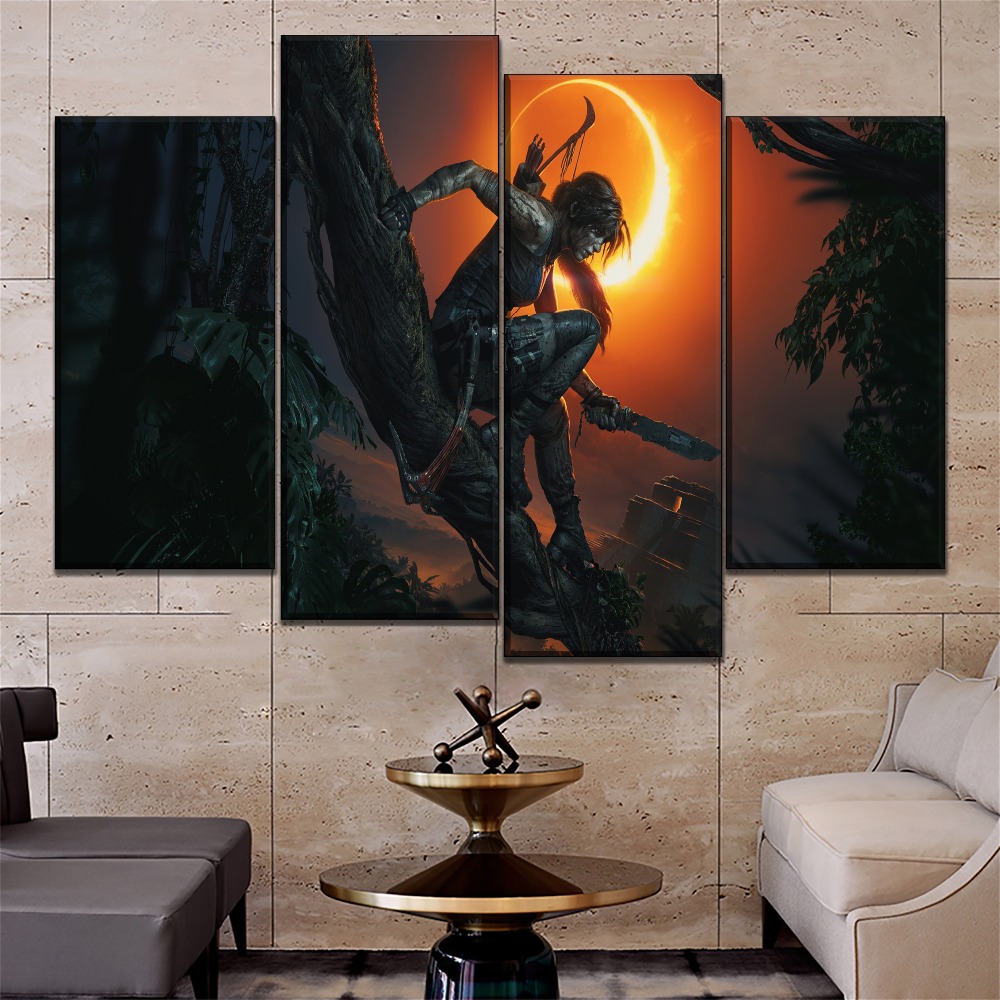 Games Pictures Wall Art Decorative Modern On Canvas Printing Type 3 Pieces Shadow Tomb Raider Painting Home - 2