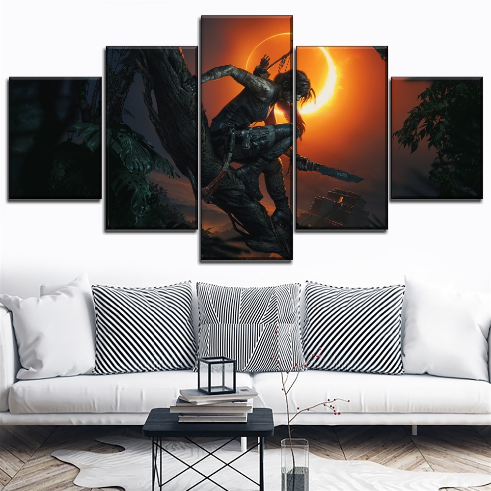 Games Pictures Wall Art Decorative Modern On Canvas Printing Type 3 Pieces Shadow Tomb Raider Painting Home - 3