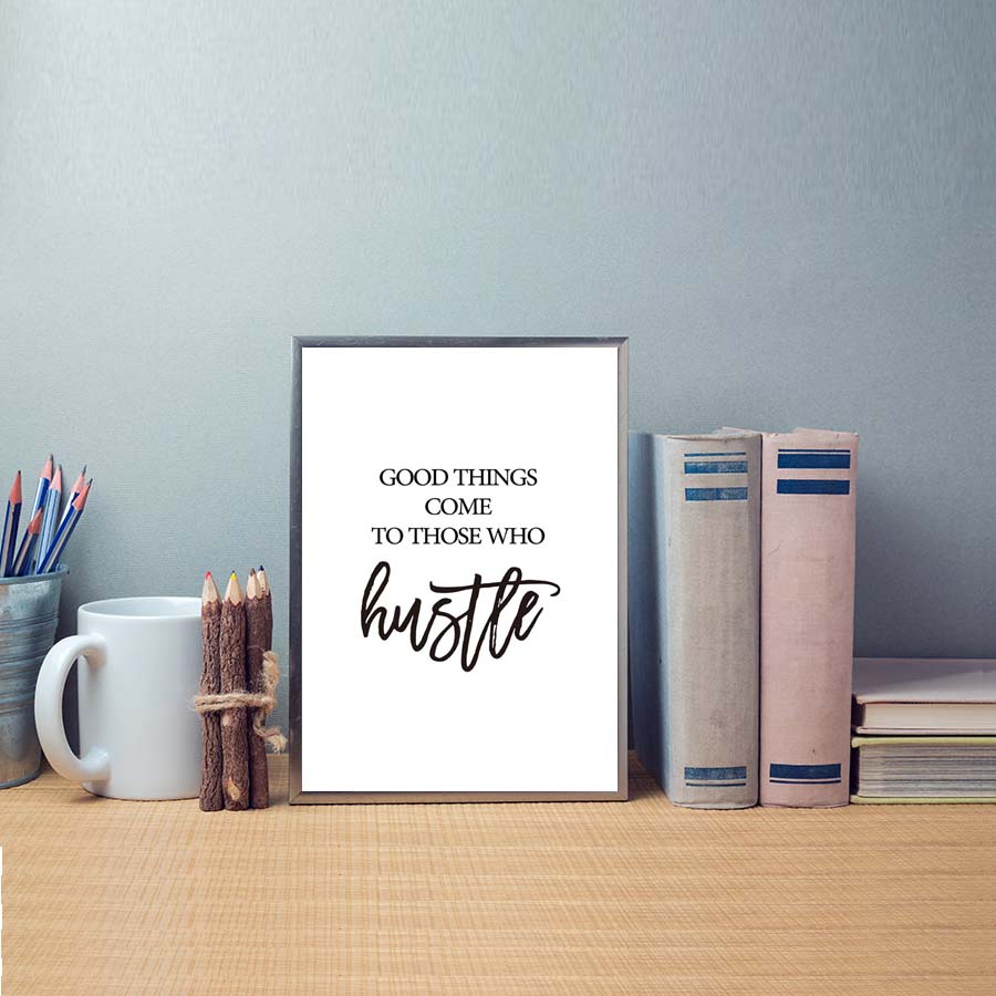 Inspirational Hustle Quote Wall Art Poster Motivational Typography Home Kitchen Decor Painting Positive Living Space Enhancement - 2