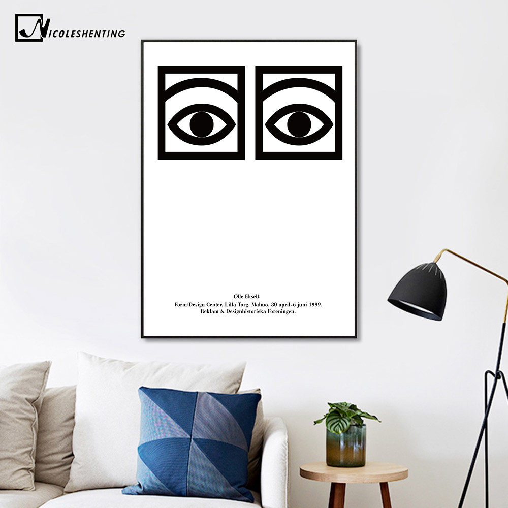 Trippy Eye Abstact Vintage Poster Prints Black White Minimalist Wall Art Canvas Painting Picture Nordic Home - 3