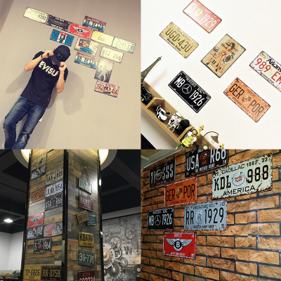 Vintage License Plate Wall Art Craft Metal Painting Iron Bar Home 15x30cm Sticker Tin Sign - 2