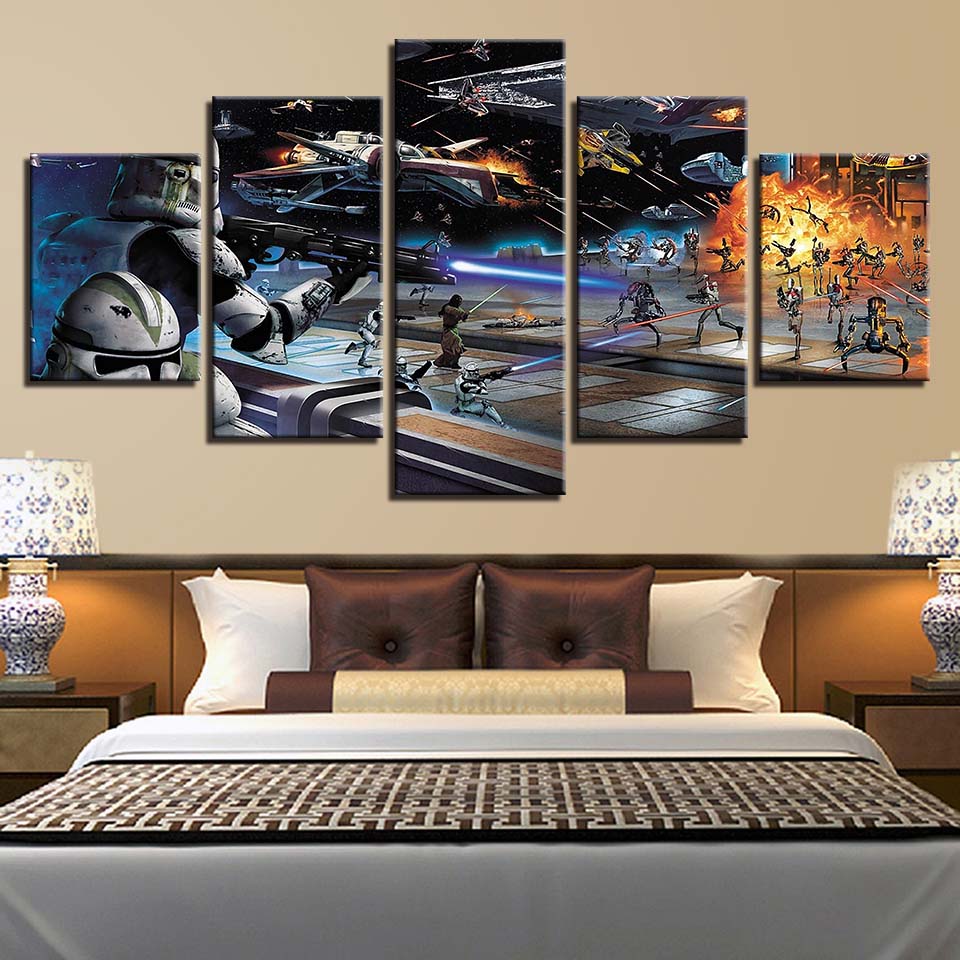 Star Wars Hd Canvas Art Prints 5 Piece Modular Wall Art Set For Modern Home Decor - 3