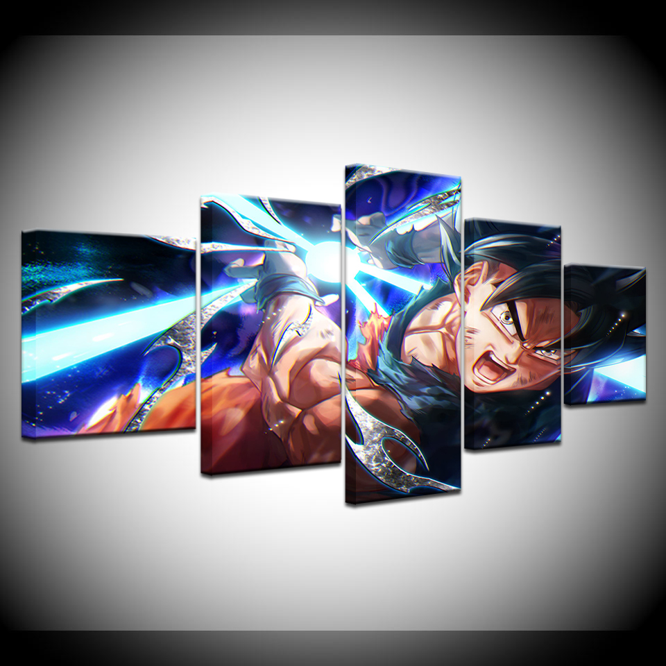 5piece Set Dragon Ball Goku Canvas Wall Art Print For Home Living Room Decor - 7