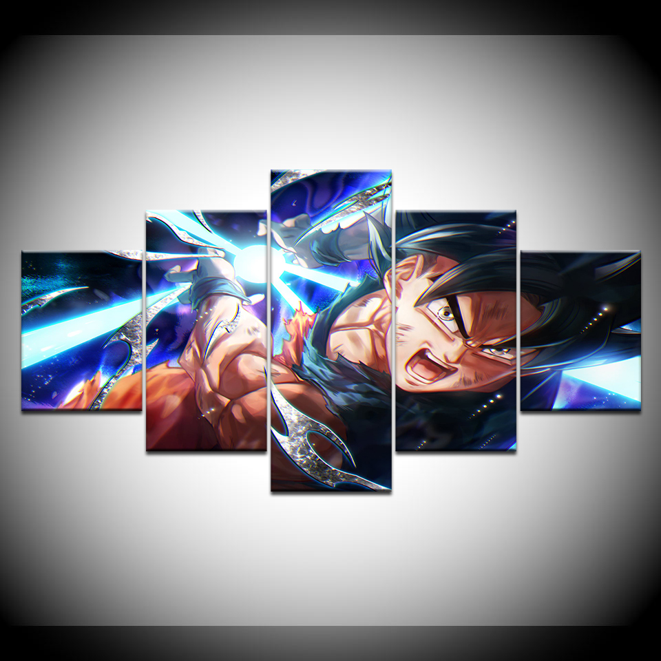 5piece Set Dragon Ball Goku Canvas Wall Art Print For Home Living Room Decor - 6