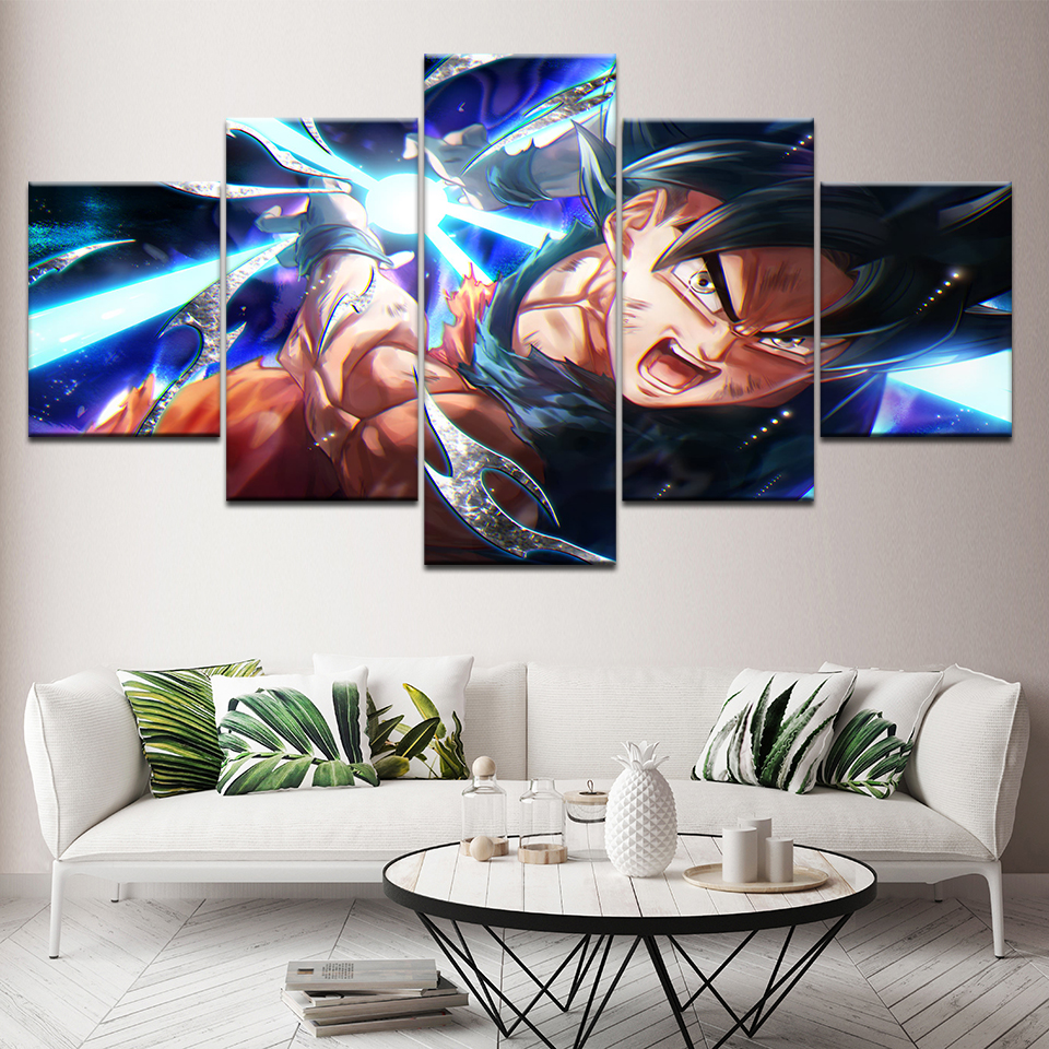 5piece Set Dragon Ball Goku Canvas Wall Art Print For Home Living Room Decor - 3