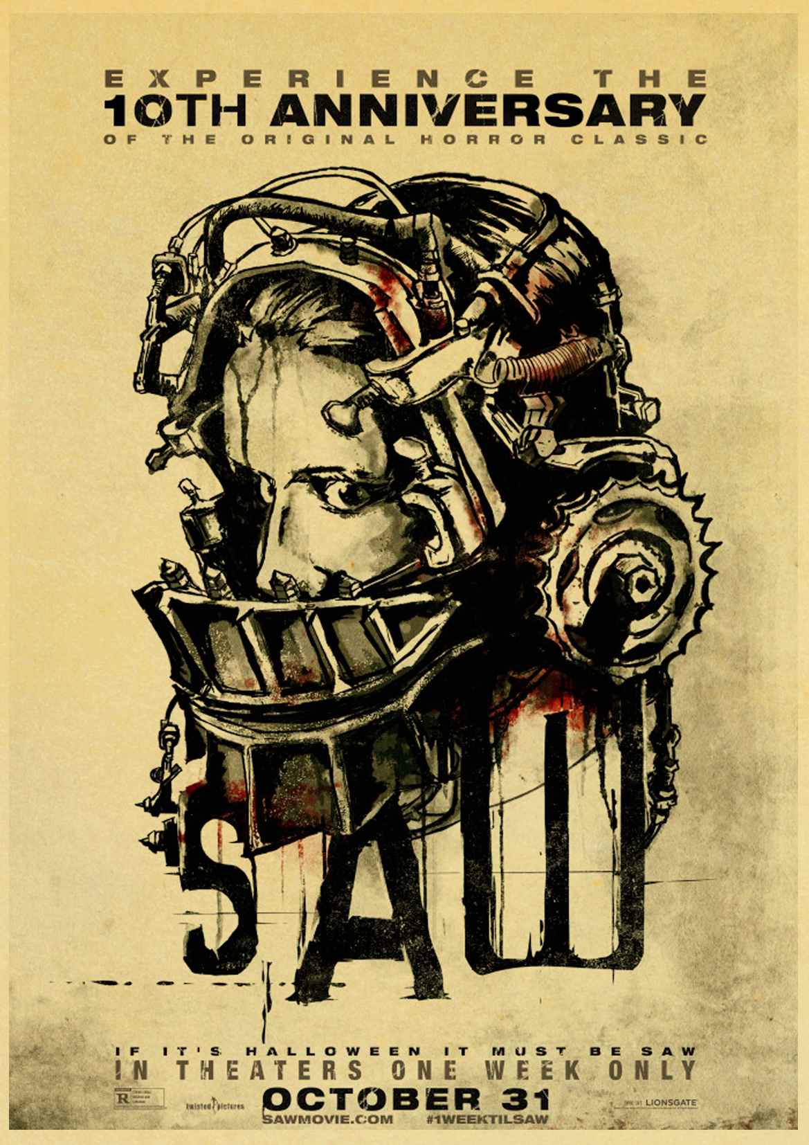 Vintage Classic Horror Movie Saw Poster Home Furnishing Decoration Kraft Paper Retro Printed Room Wall Painting - 2