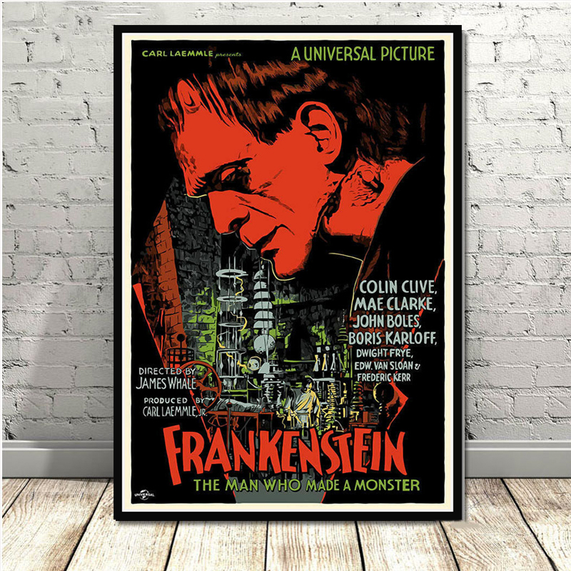 Frankenstein Universal Monsters Horror Movie Vintage Poster Prints Art Canvas Painting Wall Pictures Living Room Home - 2