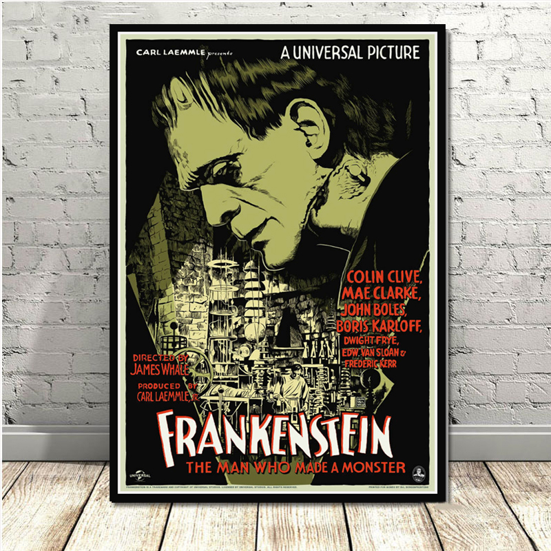 Frankenstein Universal Monsters Horror Movie Vintage Poster Prints Art Canvas Painting Wall Pictures Living Room Home - 3