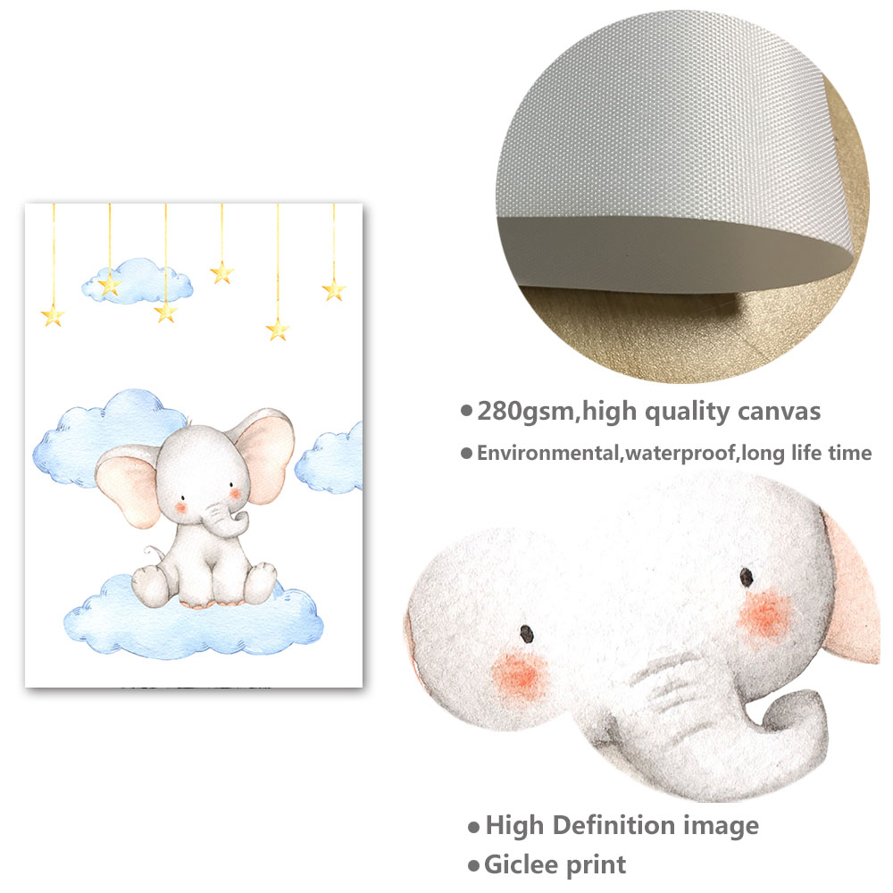 Watercolor Elephant Canvas Painting Baby Nursery Wall Art Poster Print Nordic Kids Decoration Picture Boy Children Bedroom - 5