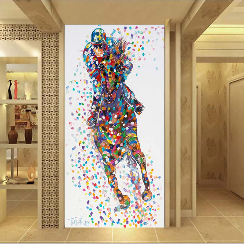 Reliabli Art Prints Posters Canvas Horse Painting Abstract Colorful Animal Pictures Living Room Decoration Unframed - 3