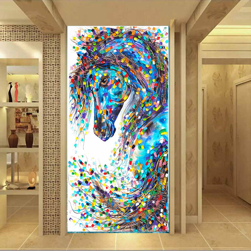 Reliabli Art Prints Posters Canvas Horse Painting Abstract Colorful Animal Pictures Living Room Decoration Unframed - 4
