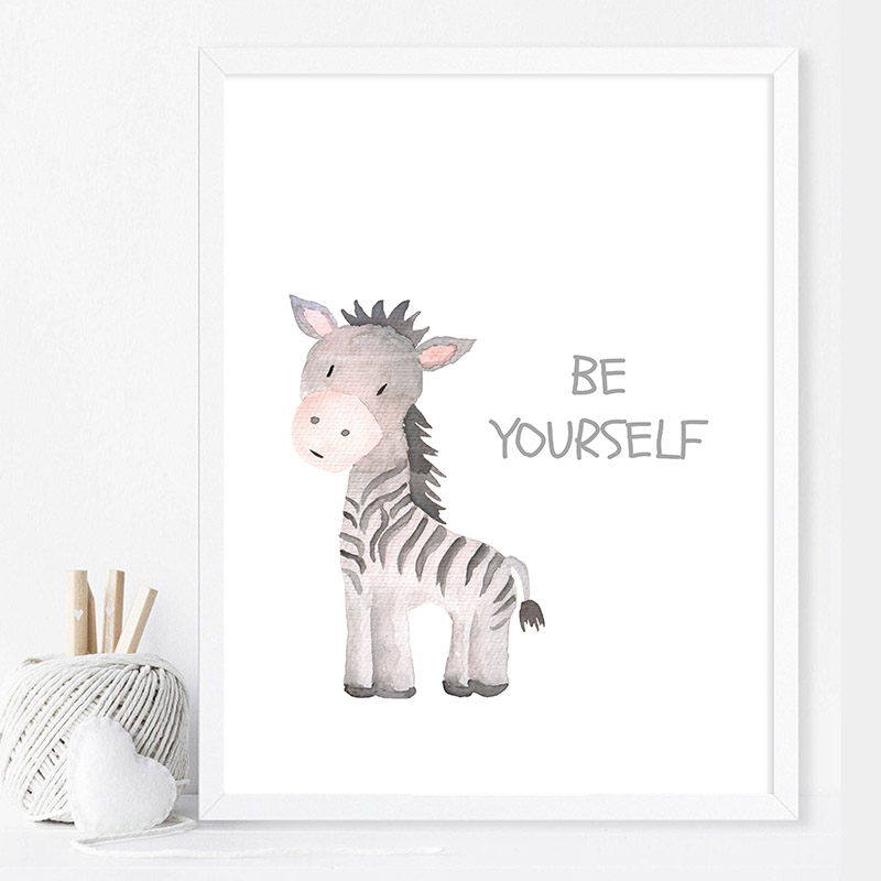 Watercolor Baby Animal Nursery Canvas Poster Wall Art Print Painting Nordic Kids Decoration Picture Children Bedroom - 4