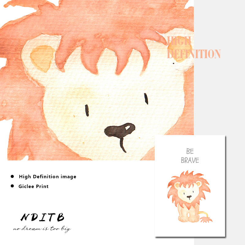 Watercolor Baby Animal Nursery Canvas Poster Wall Art Print Painting Nordic Kids Decoration Picture Children Bedroom - 5