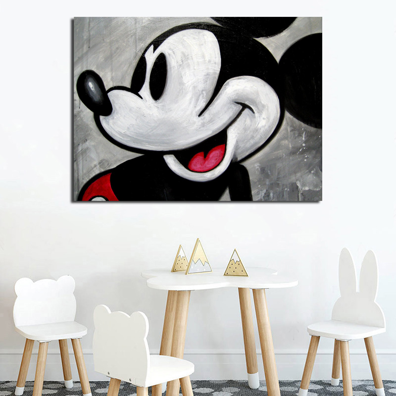 Vintage Mickey Mouse Wallpaper Canvas Painting Print Living Room Home Modern Wall Art Oil Poster Salon Pictures - 2