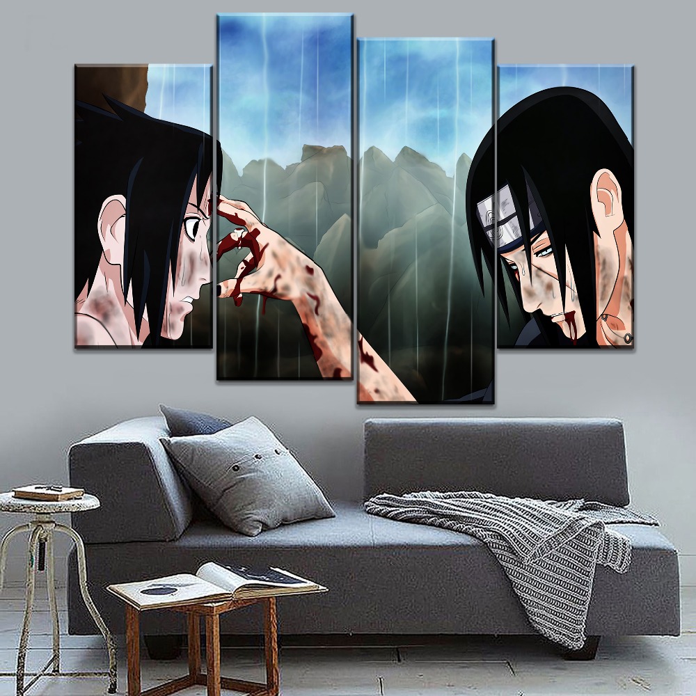 Modern Canvas Painting Frame Print Type 1 Pcs Itachi Uchiha Sasuke Picture Home Wall Art Naruto Poster - 2