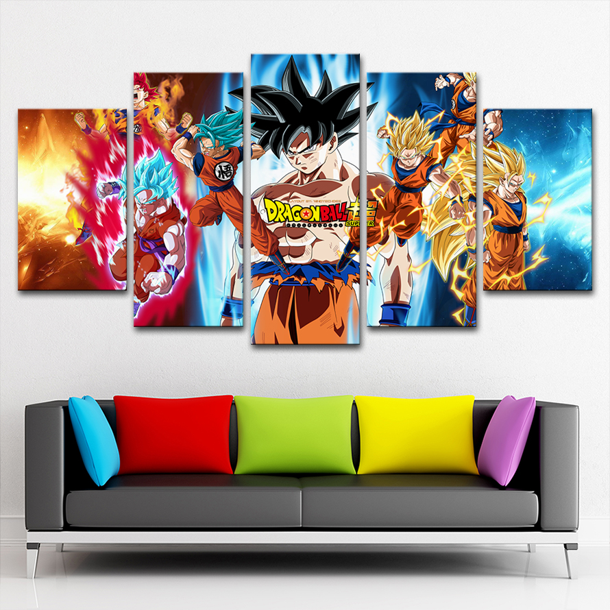 Canvas Paintings Home Frame 5 Pieces Dragon Ball Goku Poster Hd Prints Vintage Pictures Modular Living Room Wall Art - 4