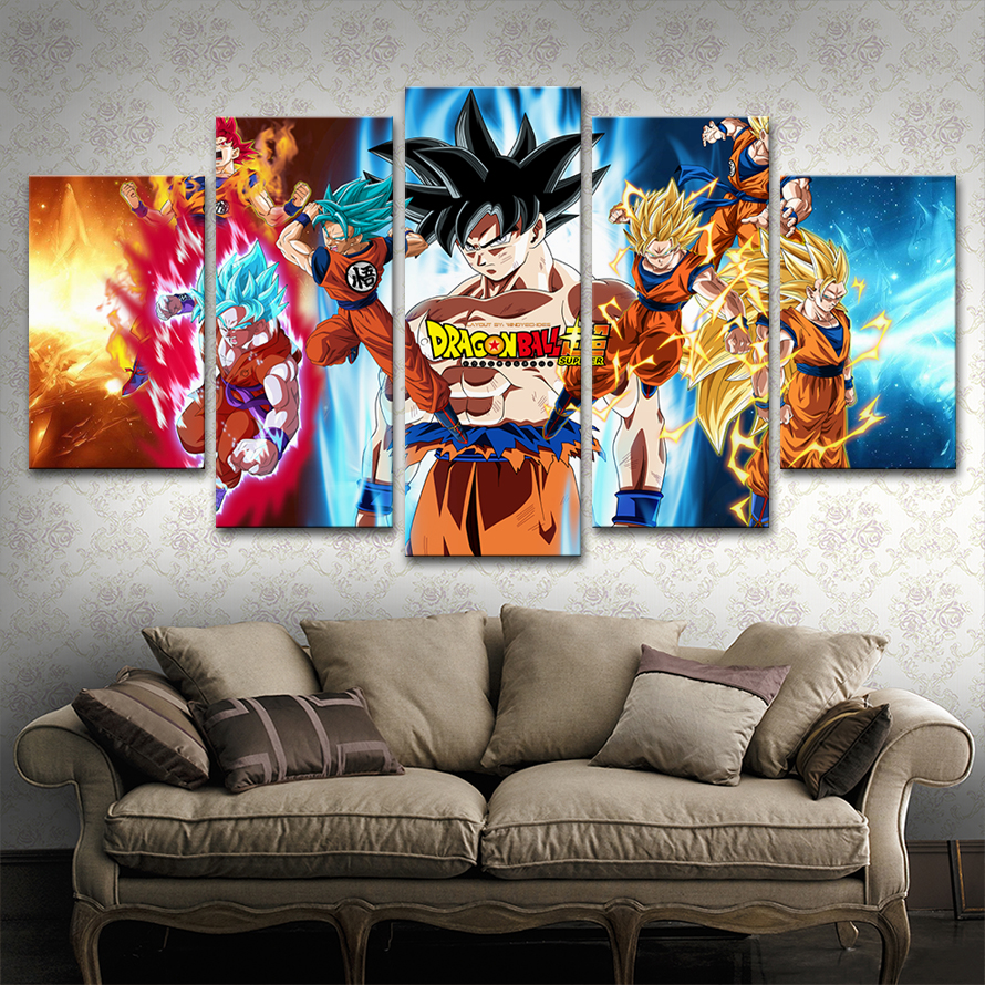 Canvas Paintings Home Frame 5 Pieces Dragon Ball Goku Poster Hd Prints Vintage Pictures Modular Living Room Wall Art - 3
