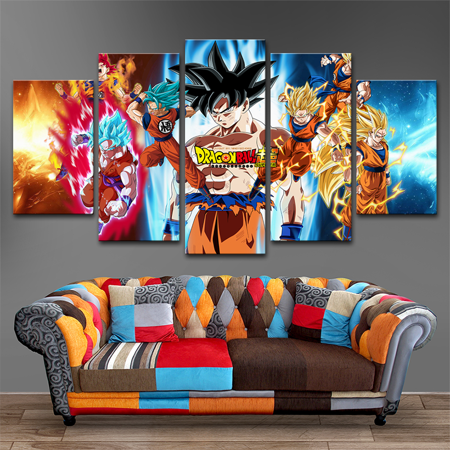 Canvas Paintings Home Frame 5 Pieces Dragon Ball Goku Poster Hd Prints Vintage Pictures Modular Living Room Wall Art - 2