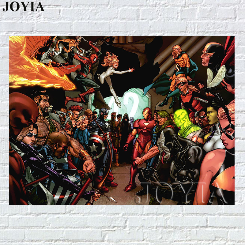 Comics Heroes Poster Marvel Superhero Figures Wall Print Vintage Home Picture Room - 2