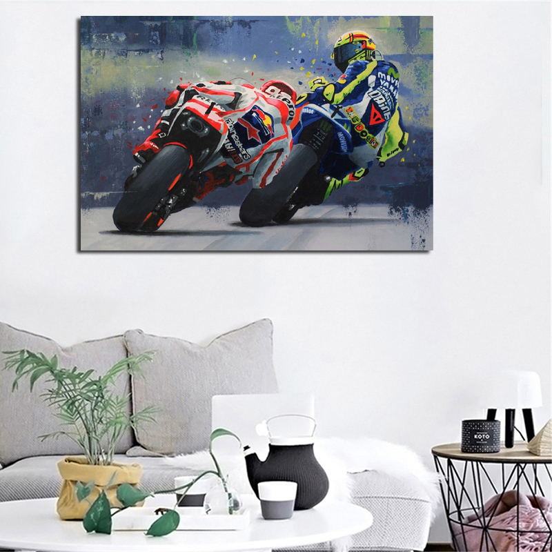 Marc And Valentino Rossiyes Minimalist Watercolor Canvas Posters Prints Wall Art Painting Decorative Picture Home - 2