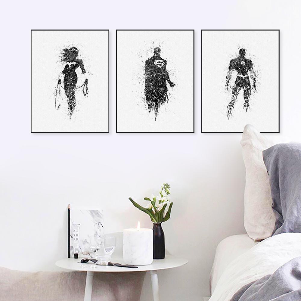 Modern Watercolor Superhero Batman Poster Nordic Room Wall Art Print Pictures Home Canvas Painting Custom - 2