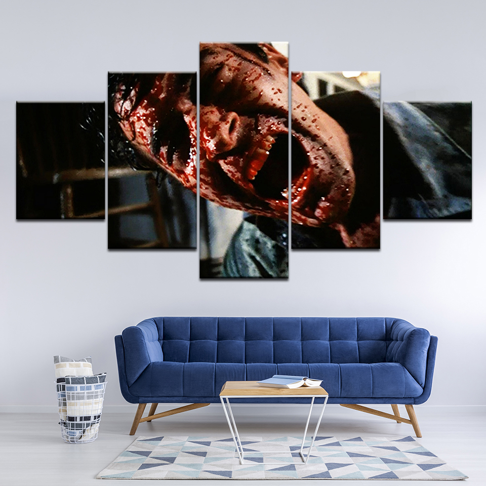 5 Panel Modular Vintage Horror Moive American Psycho Print Poster Blood Canvas Painting Home Art Picture Living Room - 4
