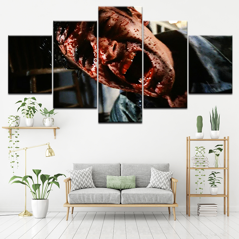 5 Panel Modular Vintage Horror Moive American Psycho Print Poster Blood Canvas Painting Home Art Picture Living Room - 3