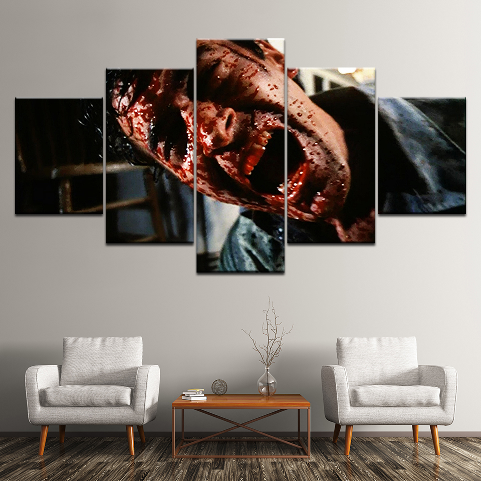 5 Panel Modular Vintage Horror Moive American Psycho Print Poster Blood Canvas Painting Home Art Picture Living Room - 2
