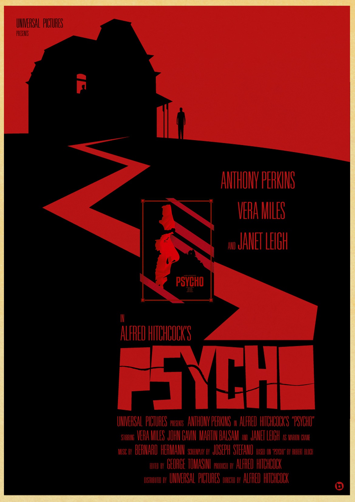 Poster Alfred Hitchcock's Psycho Horror Film Vintage Paper Wall Painting Home 42x30 Cm 30x21 - 4