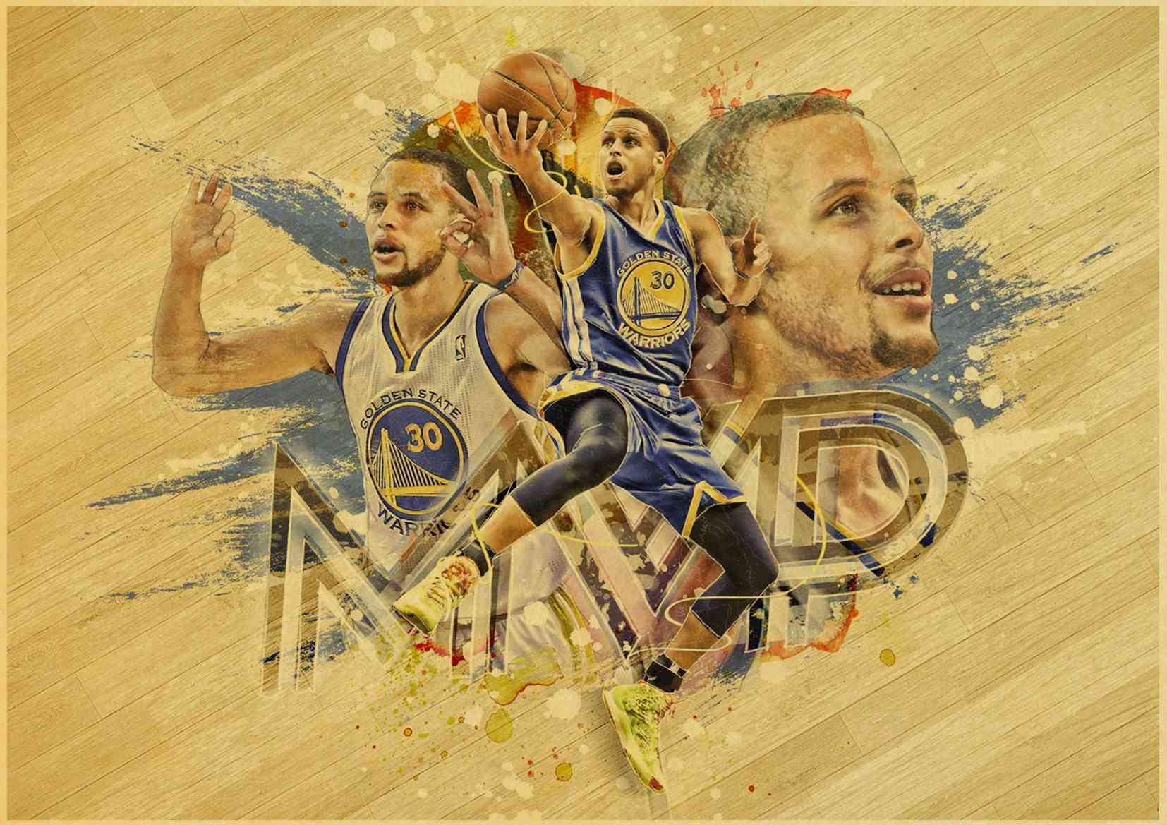 Stephen Curry Basketball Star Vintage Poster A Kraft Paper Bar Decorative Wall Sticker Paintings - 6