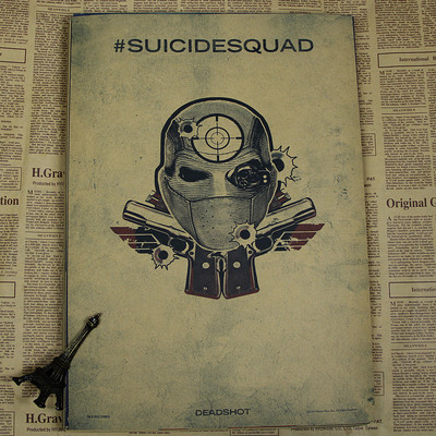 Home Vintage Retro Kraft Paper Batman Harley Quinn Squad Game Posters Bar Wall Picture Living Room - 3