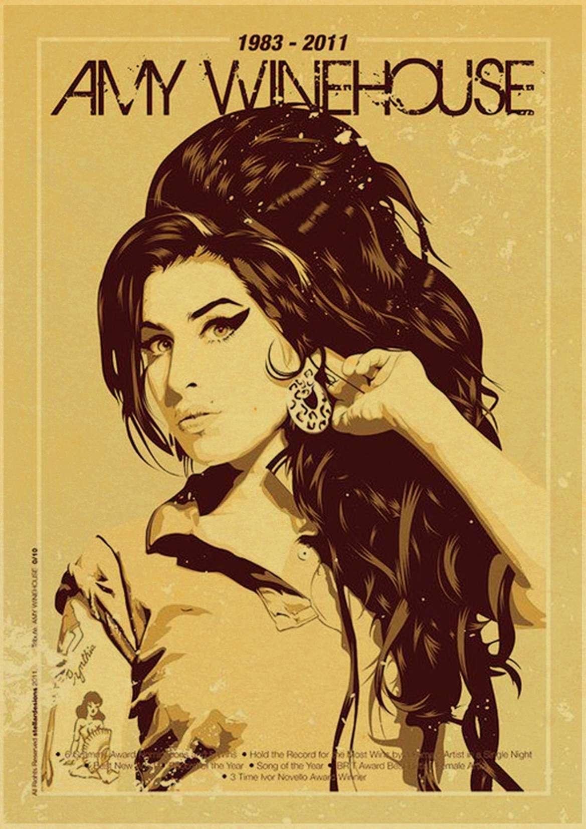 Amy Winehouse Singer Vintage Posters Kraft Paper Bar Decorative Wall Sticker Paintings - 5