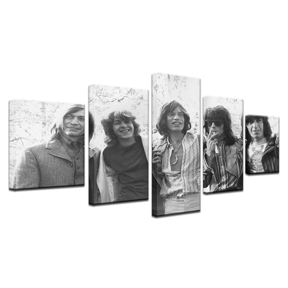 Rolling Stones Modular Poster 5 Piece Canvas Painting Vintage Photo Home Wall Picture Art Framed - 2