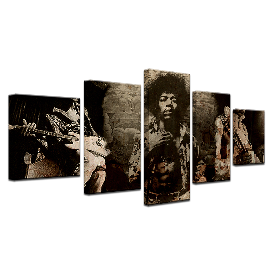 5 Pcs James Marshall Vintage Poster Inch Jimi Hendrix Kraft Paper Mural Cafe Bar Home Decoration Wall Art Printed Canvas Paint - 2