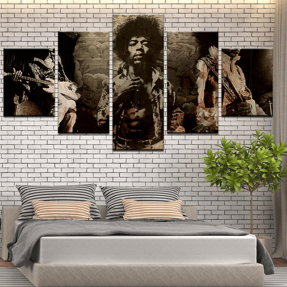5 Pcs James Marshall Vintage Poster Inch Jimi Hendrix Kraft Paper Mural Cafe Bar Home Decoration Wall Art Printed Canvas Paint - 3