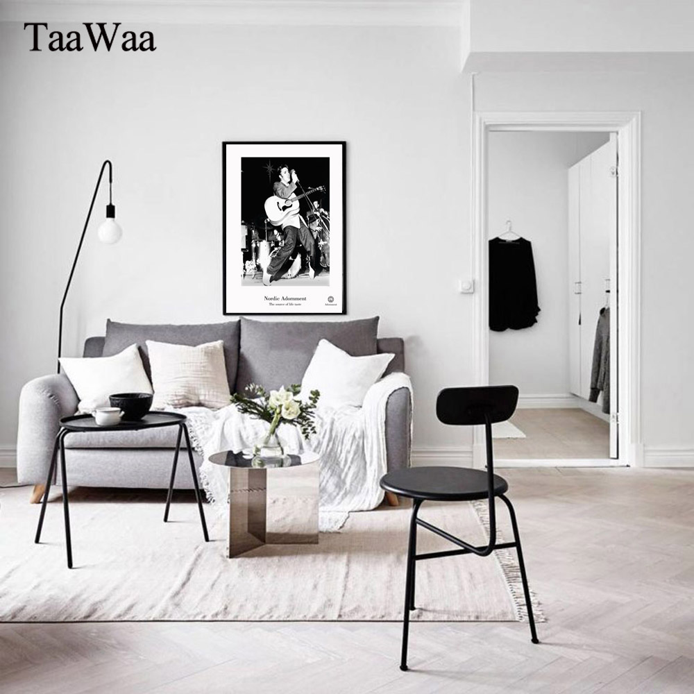 Taawaa Black And White Elvis Presley Vintage Rock Nordic Wall Art Canvas Painting Decorative Picture Home - 5