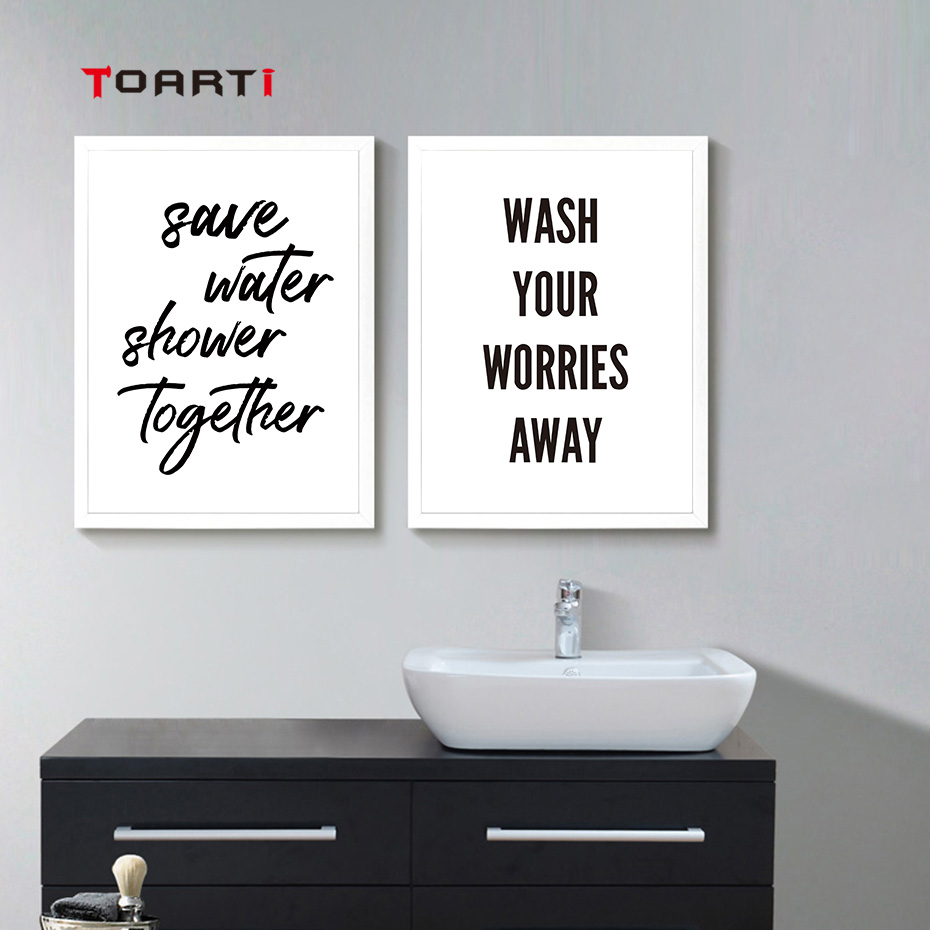 Toilet Quotes Wall Art Blackampwhite Prints Canvas Painting Nordic Vintage Poster Bathroom Decoration Pictures Mural - 3